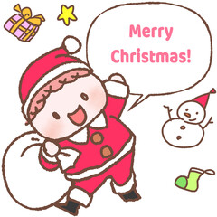 サンタさんの格好をしたかわいい男の子