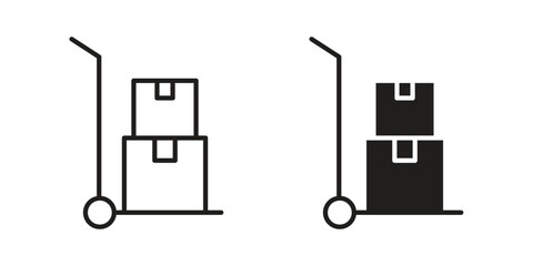 Hand truck icon on white background. Stock vector icon