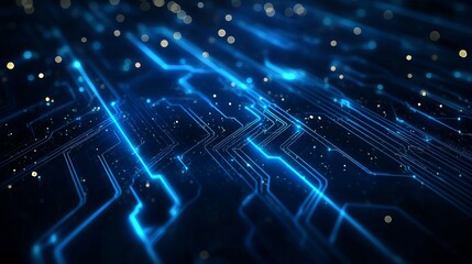 Cutting-edge blue circuit board design symbolizing digital innovation and seamless connectivity for futuristic projects and technology promotions.