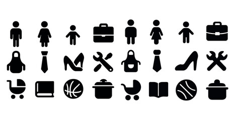 Gender-neutral icon set: people, professions, and daily life symbols