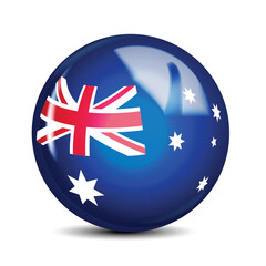 Australia National Flag Sphere Icon 3D Vector Illustration