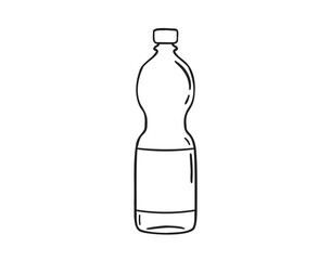 plastic bottle of water doodle hand drawn icon. Outline drawing plastic bottle of water line clipart symbol