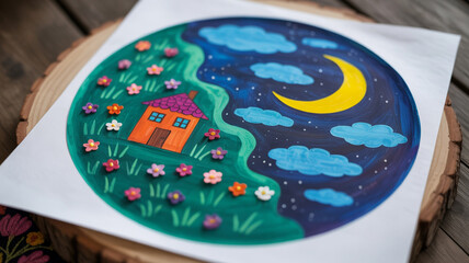 &ldquo;A Child&rsquo;s Hand-Drawn Circular Artwork, Colorful and Playful Sketch&rdquo;