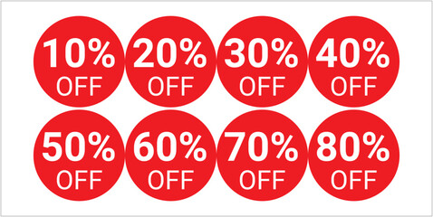 Big Sale Discount Stickers Set: 10% to 80% Off Promotion Badges