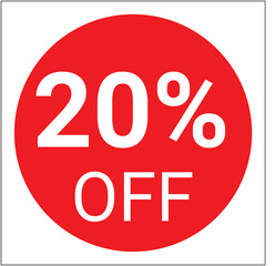 20 Percent OFF Red Circular Discount Sticker
