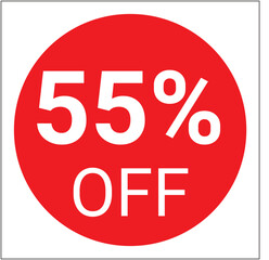 55 Percent OFF Red Circular Discount Sticker