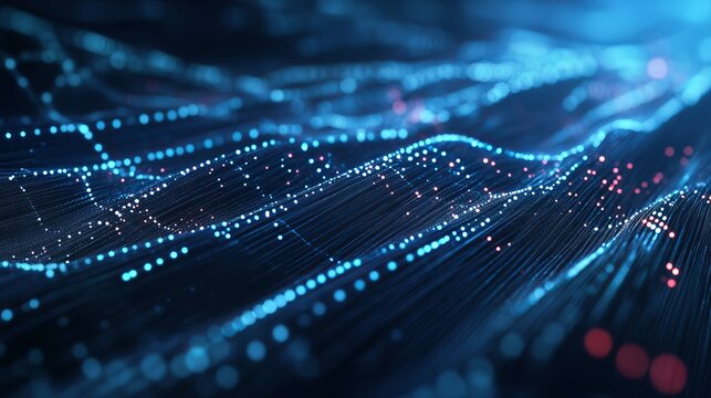 Dynamic blue data streams flowing with light, creating a stunning network of digital information for innovative technology solutions and modern designs