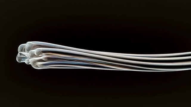 Medium shot of an aluminum shape memory alloy wire being gently bent highlighting its flexible and reversible deformation properties under applied force