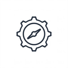 Gear compass outline icon for settings and navigation