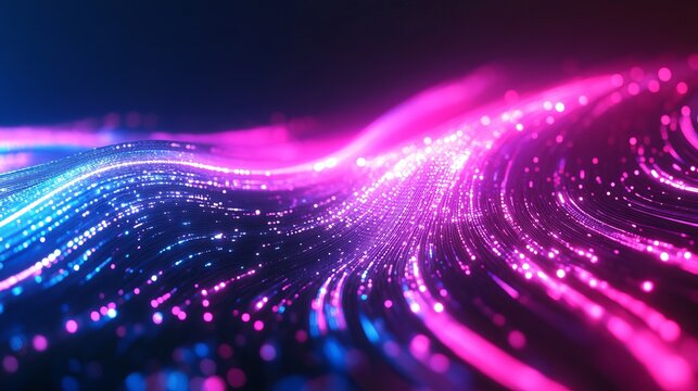 Dynamic flow of vibrant neon light trails for modern technology design projects or eye catching digital background, perfect for innovative concepts