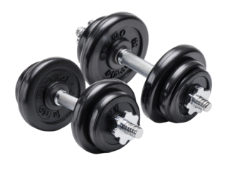 Two black adjustable dumbbells