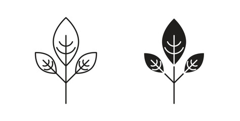 Leaf icons set. Simple line vector illustration