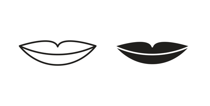 Lips icons set. Simple line vector illustration