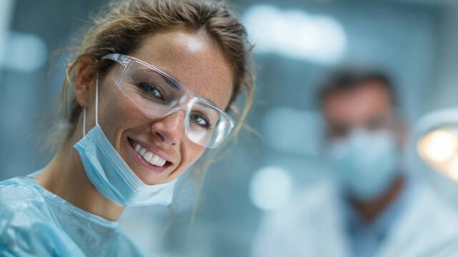 Health care professional assists patients in a modern clinic during the day with a smile and dedication to service - Powered by Adobe