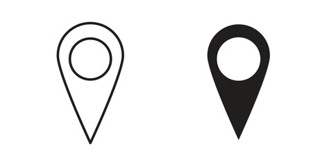 Map marker icons set. Simple line vector illustration