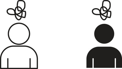 Mental disorder icons set. Simple line vector illustration