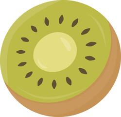 Kiwi Slice Illustration Fresh Green Minimal Pastel Flat Fruit Vector for Kids and Creative Food Graphics