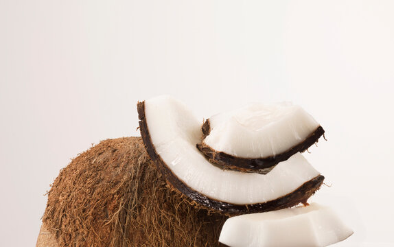 Still life of coconut pieces