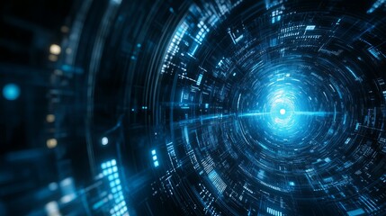 Dive into the future with this mesmerizing abstract tunnel of data and light, perfect for tech startups, innovation, and visionary concepts