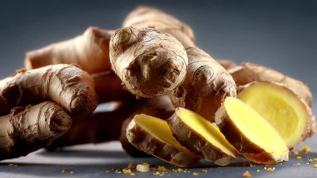 Fresh ginger root preparation and slicing techniques for culinary use