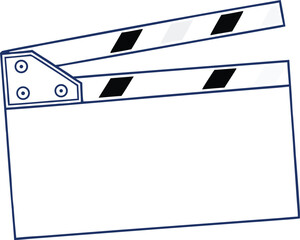 Minimal Movie Clapperboard Icon Outline – Blank Film Slate Vector for Cinema Production, Video Editing, Media Projects, and Creative Studio Design Templates