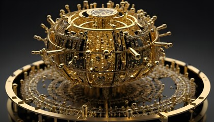 Golden Futuristic Celestial Structure