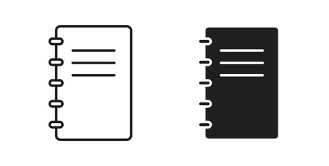 Notebook icons set. Simple line vector illustration