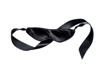 Black satin eye mask with long ribbon straps