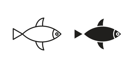 Fish icon with line and silhouette versions.