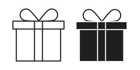 Gifts icon with line and silhouette versions.