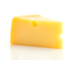Cheese Wedge with Natural Texture Isolated on White Background