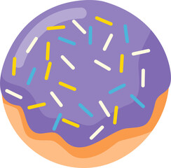 Cute Donut Illustration Colorful Pastel Frosted Doughnut Vector Clipart with Sprinkles and Glaze for Kids, Bakery Designs, Food Icons, and Creative Graphic Elements
