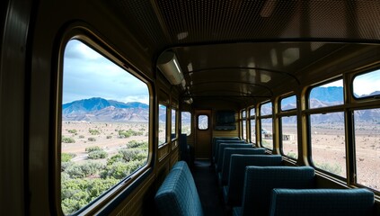 Scenic Train Journey through Mountains