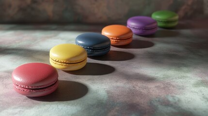 Close-up of Delicate Lavender Macarons on White Background - French Pastry, Dessert, Baking, Food Photography.