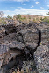 El Malpais National Monument in New Mexico. Crevasse in lava cave. Pahoehoe Lava, McCartys Lava Flow, Rugged lava flows along Zuni-Acoma Trail. 