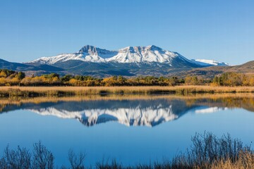 Mountain lake at sunrise