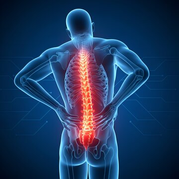 imagerie m&eacute;dicale repr&eacute;sentant des zones de douleur du corps humain dans un style radio rayons X