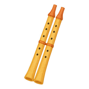 PNG Illustration of double wooden flute.