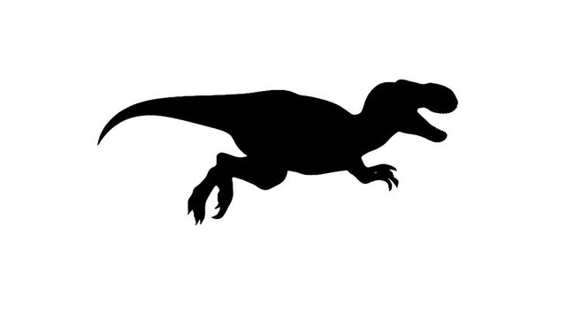 Silhouette of a Prehistoric Predator: A stark, high-contrast silhouette of a powerful dinosaur, frozen mid-stride, showcasing the raw might of a bygone era.