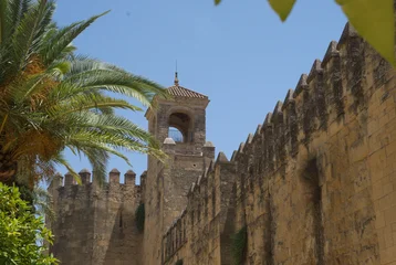 Fototapete Rund Mediterranes Europa Tower of Córdoba: Sunlit Walls and Palms  © GBSPhotography