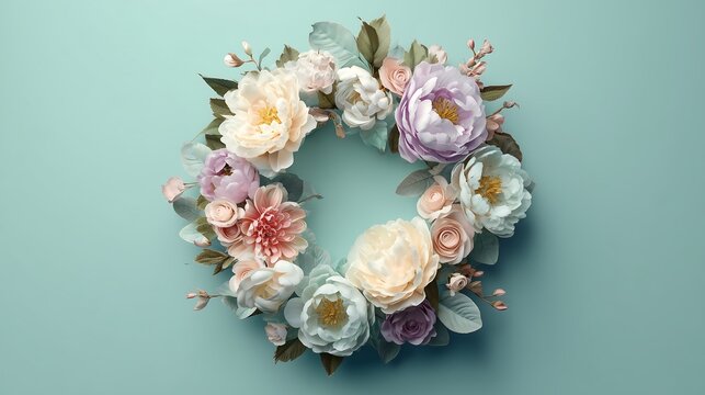 Soft pastel floral wreath perfect for wedding invitations and spring events - Powered by Adobe