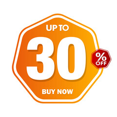 Isolated orange hexagonal badge for 