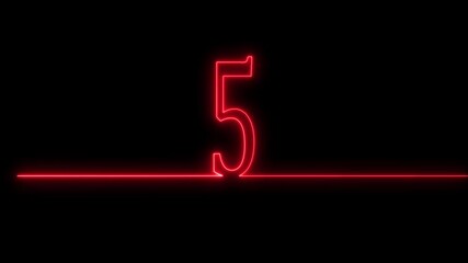 A neon 5 text icon animation showcases glowing numbers that pulse and flicker with vibrant neon colors, smoothly transitioning and creating a dynamic, electrifying visual effect - Powered by Adobe