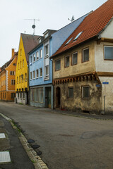 View of old houses in Memmingen, Germany.