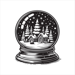 Black and white minimalist snowflake vector, detailed geometric pattern with symmetrical lines, elegant decorative winter illustration 02