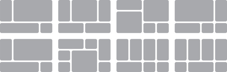 Bento grid set of four unique layout templates, providing diverse design solutions for various content and visual arrangements