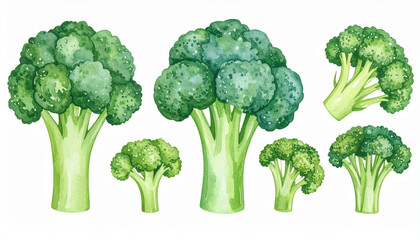Watercolor Broccoli Pattern with Fresh Green Vegetables in a Seamless Repeating Design