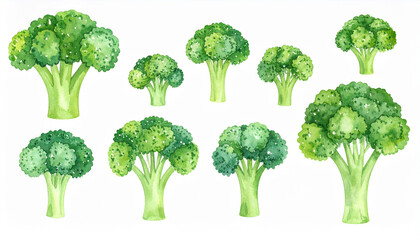 Watercolor Broccoli Pattern with Fresh Green Vegetables in a Seamless Repeating Design