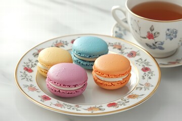 Macarons on decorative plate