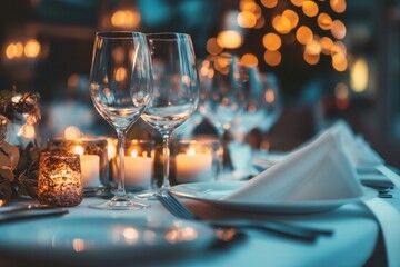 Cozy candlelit restaurant table